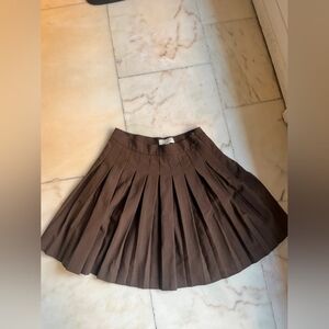Elegant Brown Pleated Skirt